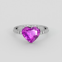 3.50 Ct. Pinkish Purple Sapphire Ring, 18K White Gold 1