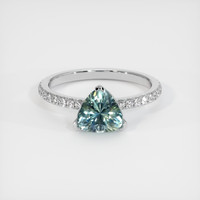 1.72 Ct. Bluish Green Sapphire Ring, 18K White Gold 1