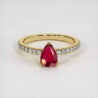 1.10 Ct. Purplish Red Ruby Ring, 10K Yellow Gold 1