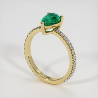 0.86 Ct. Emerald Ring, 18K Yellow Gold 2