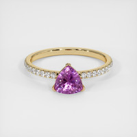 0.88 Ct. Pink Sapphire Ring, 18K Yellow Gold 1