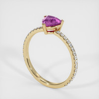 0.88 Ct. Pink Sapphire Ring, 18K Yellow Gold 2