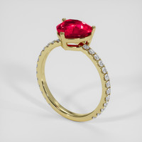 2.11 Ct. Pinkish Red Ruby Ring, 18K Yellow Gold 2