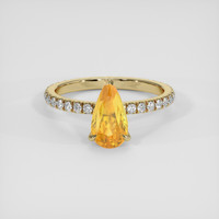 2.00 Ct. Yellowish Orange Sapphire Ring, 18K Yellow Gold 1
