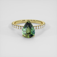 3.00 Ct. Green Sapphire Ring, 18K Yellow Gold 1
