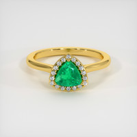 0.69 Ct. Emerald Ring, 18K Yellow Gold 1