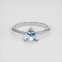 1.04 Ct. Blue Aquamarine Ring, 14K White Gold 1