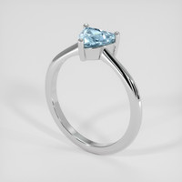 1.04 Ct. Blue Aquamarine Ring, 18K White Gold 2