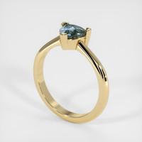 0.88 Ct. Greenish Blue Sapphire Ring, 10K Yellow Gold 2