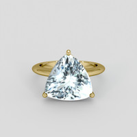 6.05 Ct. Blue Aquamarine Ring, 14K Yellow Gold 1