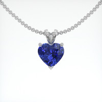 3.19 Ct. Blue Sapphire Pendant, 14K White Gold 1