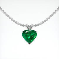 2.00 Ct. Emerald Pendant, 18K White Gold 1