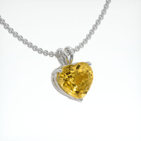 6.84 Ct. Yellow Sapphire Pendant, 18K White Gold 2
