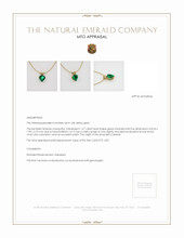 Solitaire Emerald Pendant 1.67 Ct., 18K Yellow Gold Appraisal
