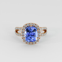 3.52 Ct. Blue Sapphire Ring, 14K Rose Gold 1