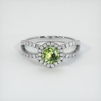 0.76 Ct. Yellowish Green Sapphire Ring, 14K White Gold 1