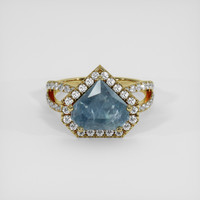 3.44 Ct. Greyish Blue Sapphire Ring, 14K Yellow Gold 1