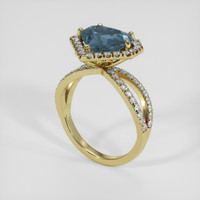 3.44 Ct. Greyish Blue Sapphire Ring, 14K Yellow Gold 2