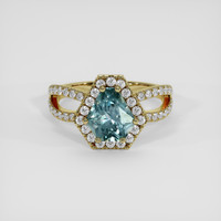 2.17 Ct. Greenish Blue Sapphire Ring, 14K Yellow Gold 1