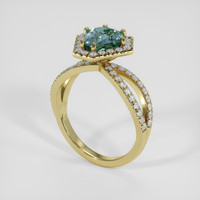 2.17 Ct. Greenish Blue Sapphire Ring, 14K Yellow Gold 2