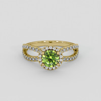 0.88 Ct. Green Demantoid Garnet Ring, 18K Yellow Gold 1
