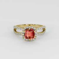 1.16 Ct. Padparadscha Sapphire Ring, 18K Yellow Gold 1