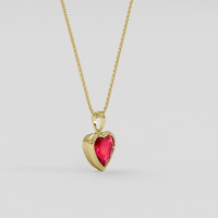 1.38 Ct. Purplish Red Ruby Pendant, 18K Yellow Gold 2