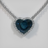 13.10 Ct. Greenish Blue Sapphire Necklace, 14K White Gold 1