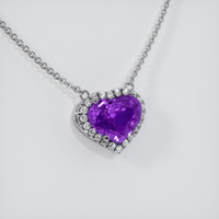 2.05 Ct. Purple Sapphire Necklace, 14K White Gold 2