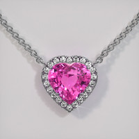 3.06 Ct. Purplish Pink Sapphire Necklace, 18K White Gold 1