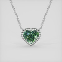 3.50 Ct. Green Sapphire Necklace, 18K White Gold 1