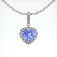 2.07 Ct. Blue Sapphire Pendant, 14K White Gold 1