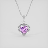 2.00 Ct. Purple Sapphire Pendant, 18K White Gold 1
