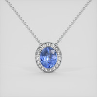 3.49 Ct. Blue Sapphire Pendant, 14K White Gold 1
