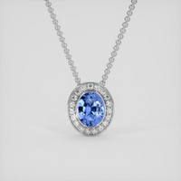 4.04 Ct. Blue Sapphire Pendant, 18K White Gold 1