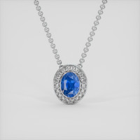 1.62 Ct. Blue Sapphire Pendant, 18K White Gold 1
