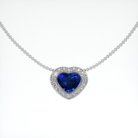 1.67 Ct. Blue Sapphire Pendant, 18K White Gold 1