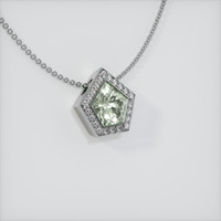0.81 Ct. Bluish Green Sapphire Pendant, 14K White Gold 2