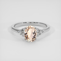 1.10 Ct. Peach Morganite Ring, Platinum 950 1