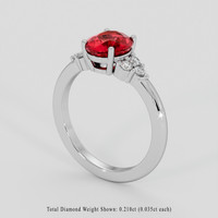 2.36 Ct. Pinkish Red Ruby Ring, Platinum 950 2