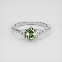 1.00 Ct. Green Sapphire Ring, Platinum 950 1