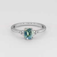 1.14 Ct. Bluish Green Sapphire Ring, Platinum 950 1