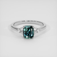 1.36 Ct. Bluish Green Sapphire Ring, Platinum 950 1