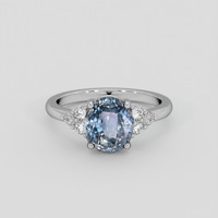 2.60 Ct. Greyish Blue Sapphire Ring, Platinum 950 1