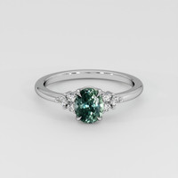 1.15 Ct. Bluish Green Sapphire Ring, Platinum 950 1