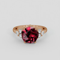3.02 Ct. Pinkish Red Rubellite Tourmaline Ring, 18K Rose Gold 1