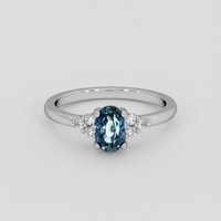 0.96 Ct. Greenish Blue Sapphire Ring, Silver 1