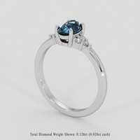 0.96 Ct. Greenish Blue Sapphire Ring, Silver 2