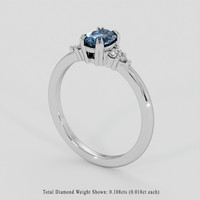 0.79 Ct. Greenish Blue Sapphire Ring, 10K White Gold 2