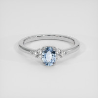 0.78 Ct. Blue Sapphire Ring, 10K White Gold 1